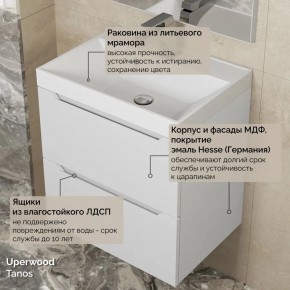 Тумба с раковиной Uperwood Tanos 50 см, подвесная, белая матовая в Набережных Челнах - naberezhnye-chelny.mebel24.online | фото 6