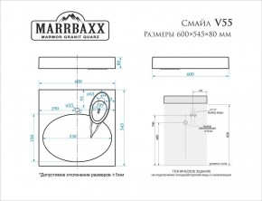 Умывальник над стиральной машиной (600*545*80) Смайл V55D1 (белый) с кронштейном без сифона (V55D1) в Набережных Челнах - naberezhnye-chelny.mebel24.online | фото 2