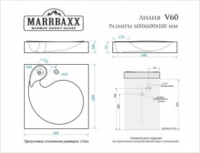 Умывальник над стиральной машиной (600*600х100) Лилия V60 (белый) с кронштейном без сифона (V60) в Набережных Челнах - naberezhnye-chelny.mebel24.online | фото 2